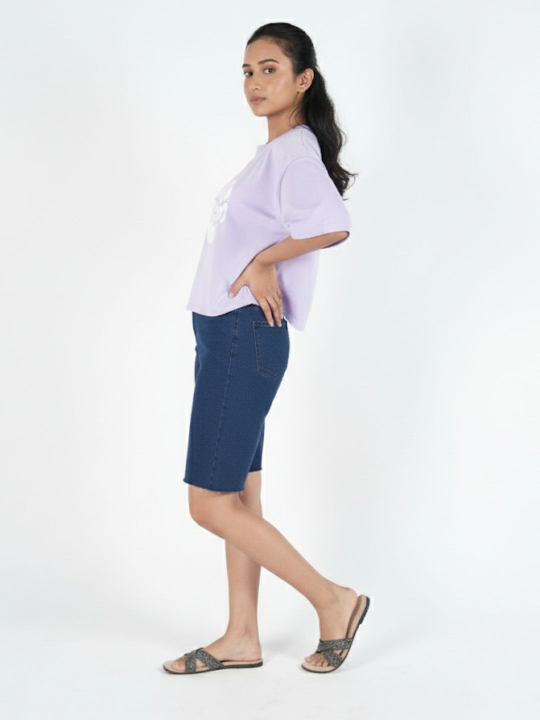 Lavender Crop Top  Printed Tees maanver clothing