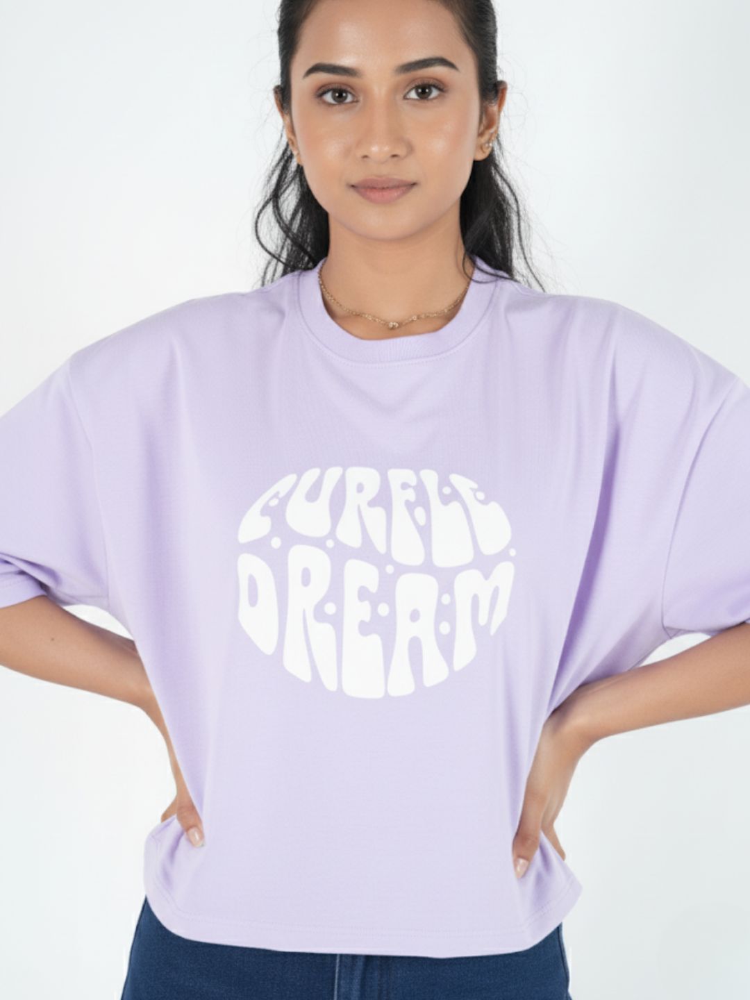 Lavender Crop Top  Printed Tees maanver clothing
