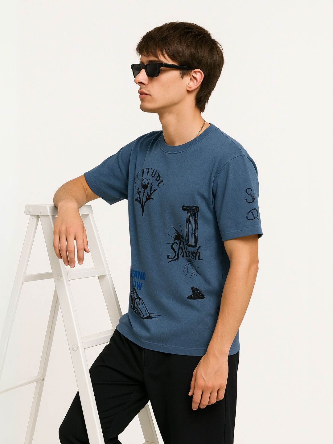 Urban Thistle Graphic Tee – Denim Blue Maanver.com