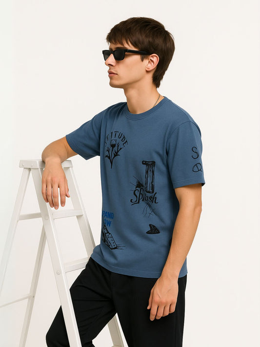 Urban Thistle Graphic Tee – Denim Blue Maanver.com