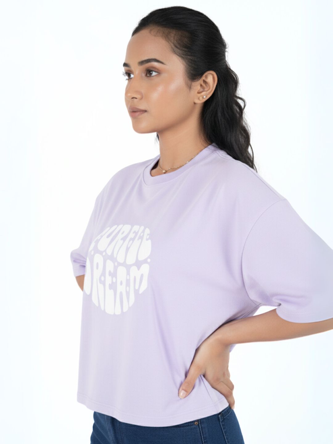 Lavender Crop Top  Printed Tees maanver clothing