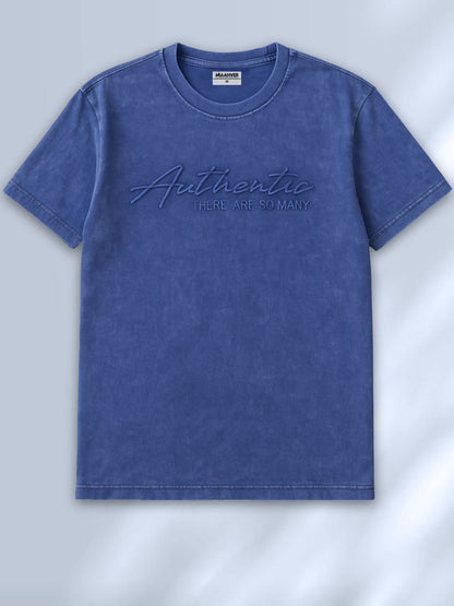 Vintage Washed Mens Blue T-Shirt – Embroidered maanver clothing