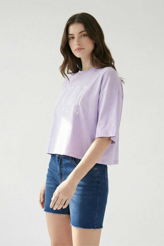 Lavender Crop Top Oversized Tees maanver clothing