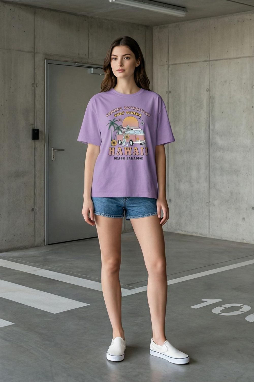 UNISEX Retro Hawaii Surf T-Shirt - Lavender | Maanver Streetwear