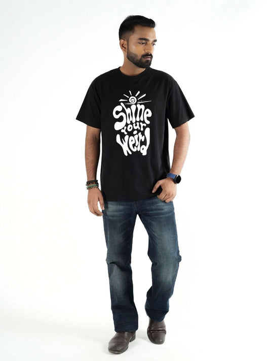 Black Printed Over Sized T-Shirt