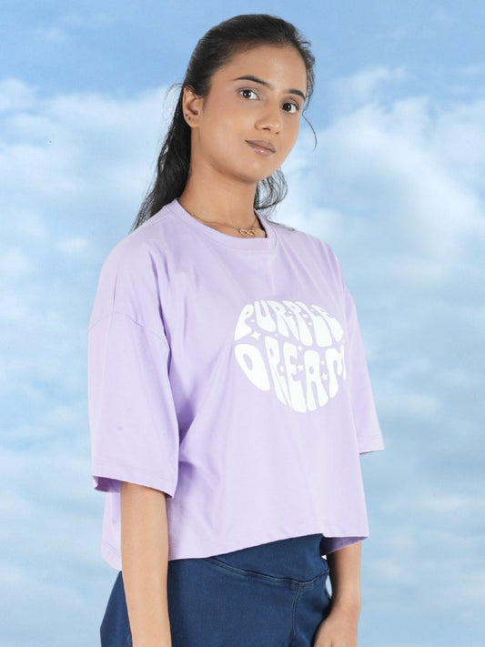 Lavender Crop Top  Printed Tees maanver clothing