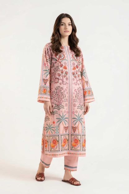 Blush Pink Festive Printed Kurta Set with Straight Pants Maanver.com