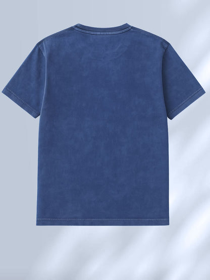 Vintage Washed Mens Blue T-Shirt – Embroidered maanver clothing