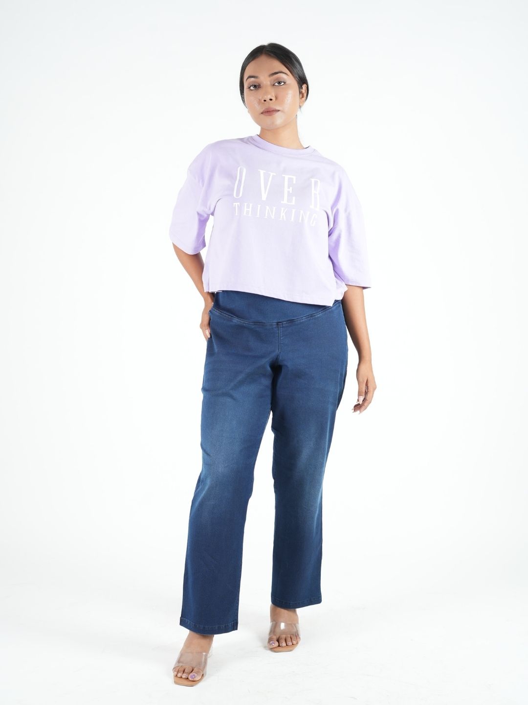 Lavender Crop Top Oversized Tees maanver clothing