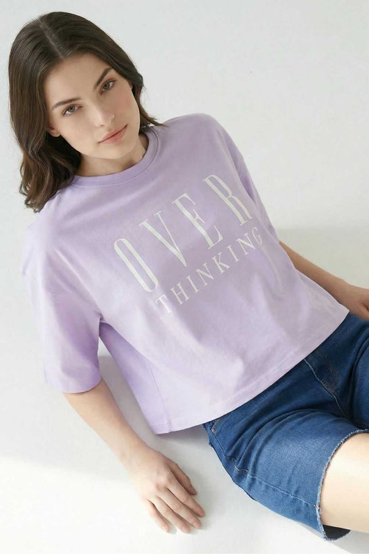Lavender Crop Top Oversized Tees maanver clothing