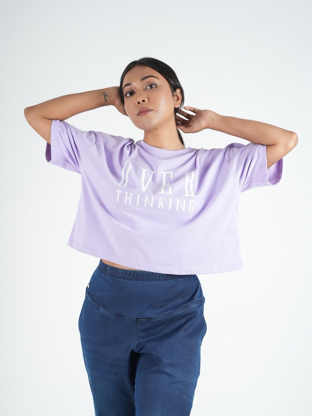 Lavender Crop Top Oversized Tees maanver clothing