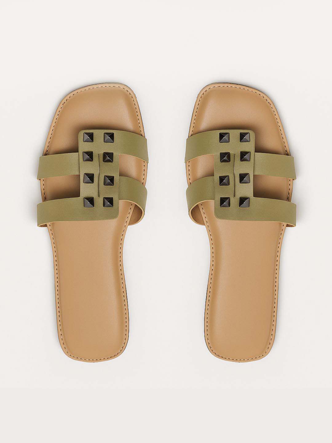 Olive Green Slip-On Sitva's Sandals for Women SITVA