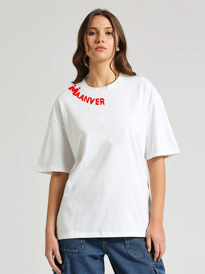 White Oversized Graphic T-Shirt – Tiger & Snake Print