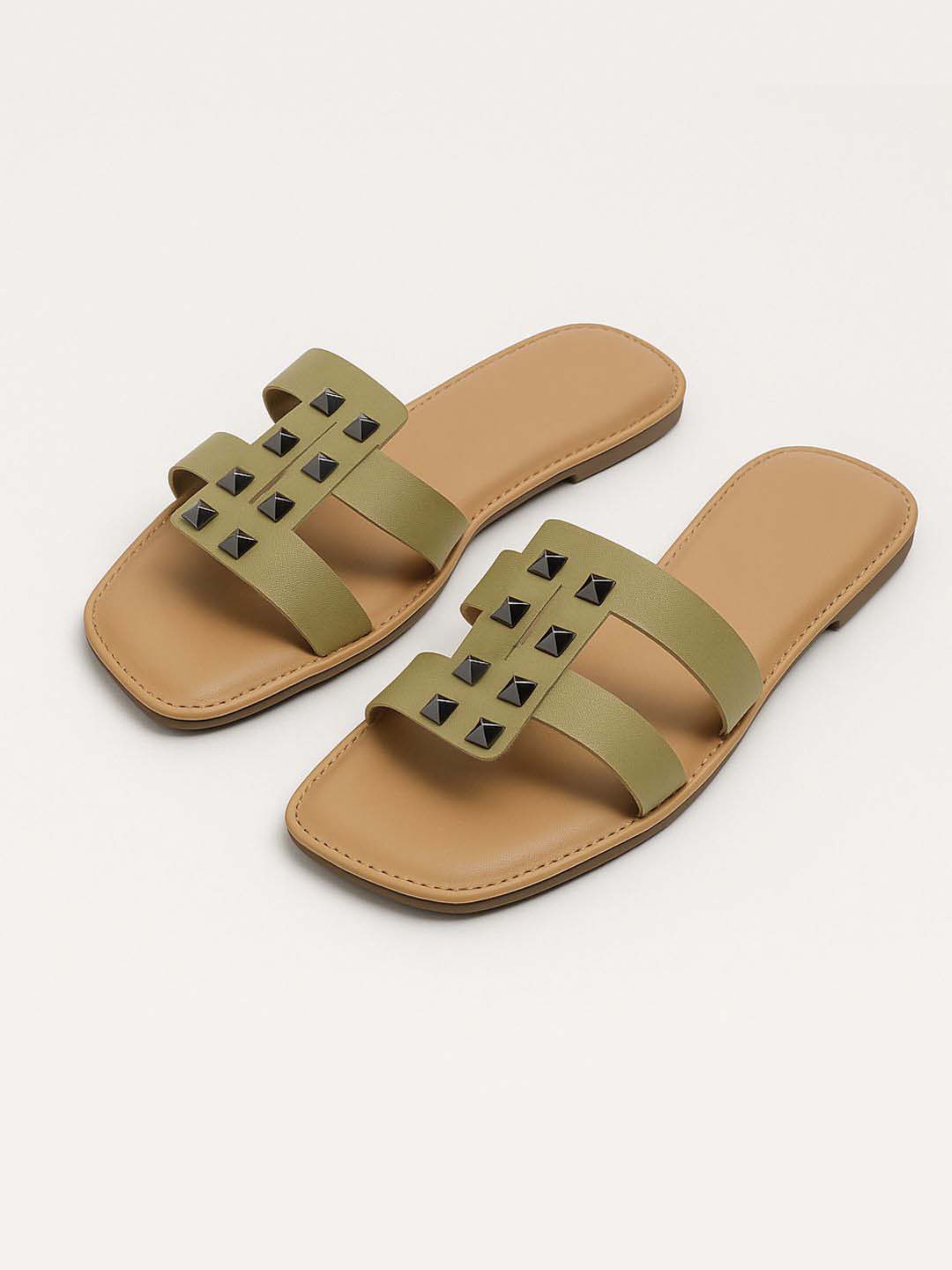 Olive Green Slip-On Sitva's Sandals for Women SITVA