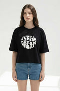Black Crop Top Oversized T-shirt maanver clothing