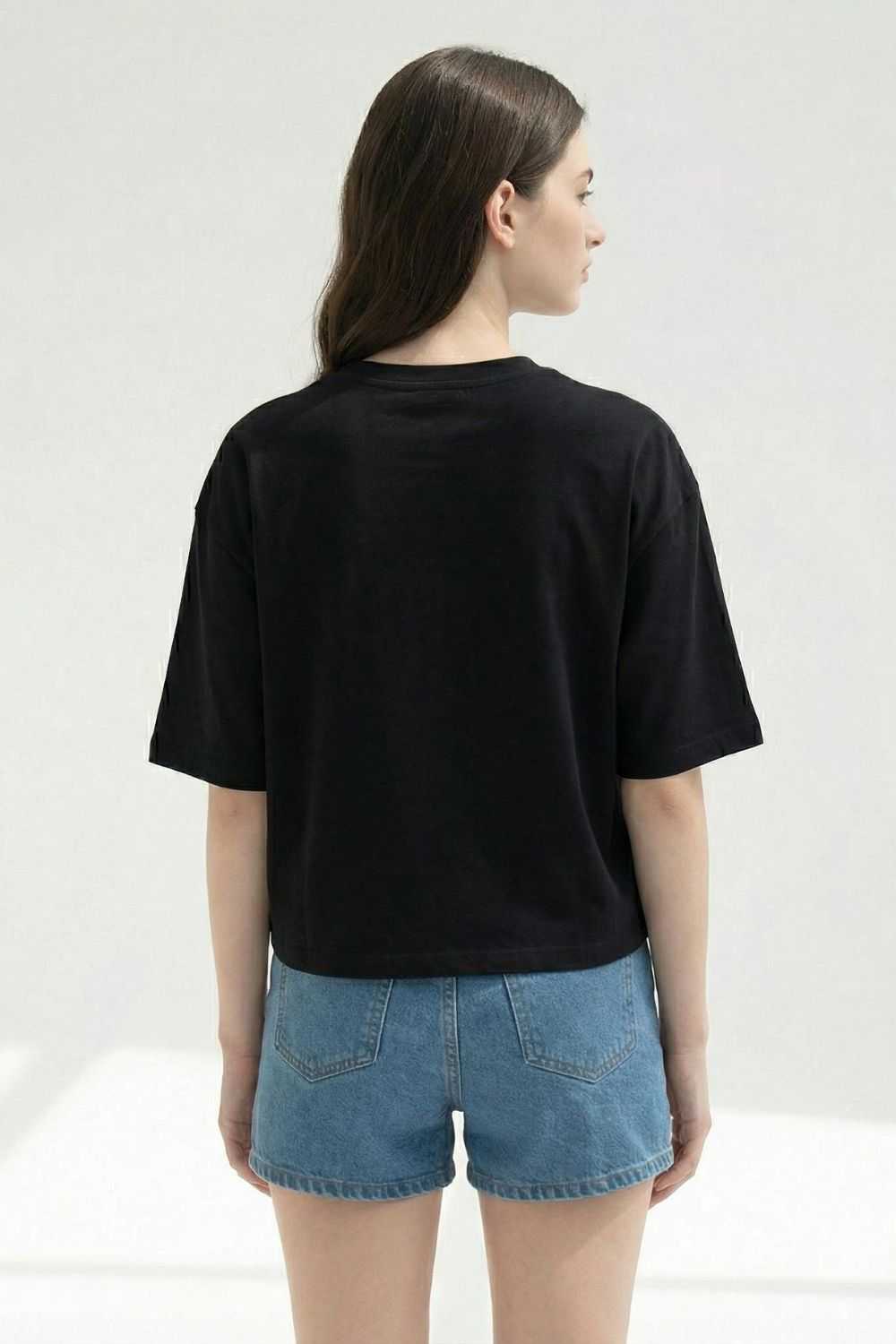 Black Crop Top Oversized T-shirt maanver clothing
