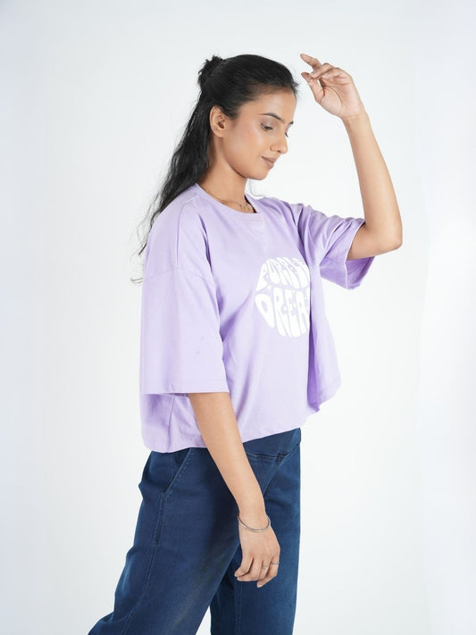 Lavender Crop Top  Printed Tees maanver clothing