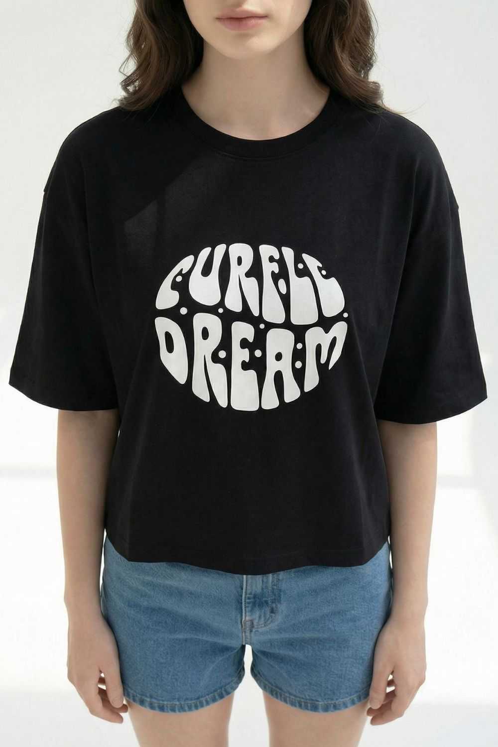 Black Crop Top Oversized T-shirt maanver clothing