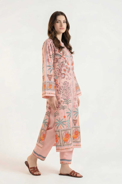 Blush Pink Festive Printed Kurta Set with Straight Pants Maanver.com
