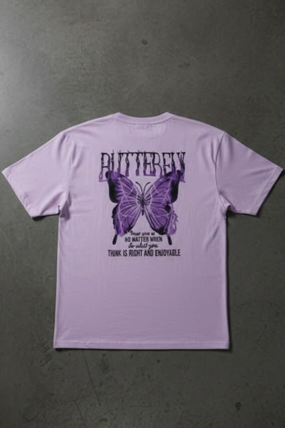 Butterfly Graphic Oversized Tee in Lavender | Streetwear Essentials Maanver.com