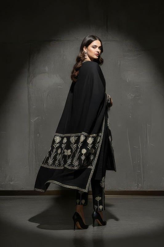 Black Floral Print Kurta Set Maanver.com