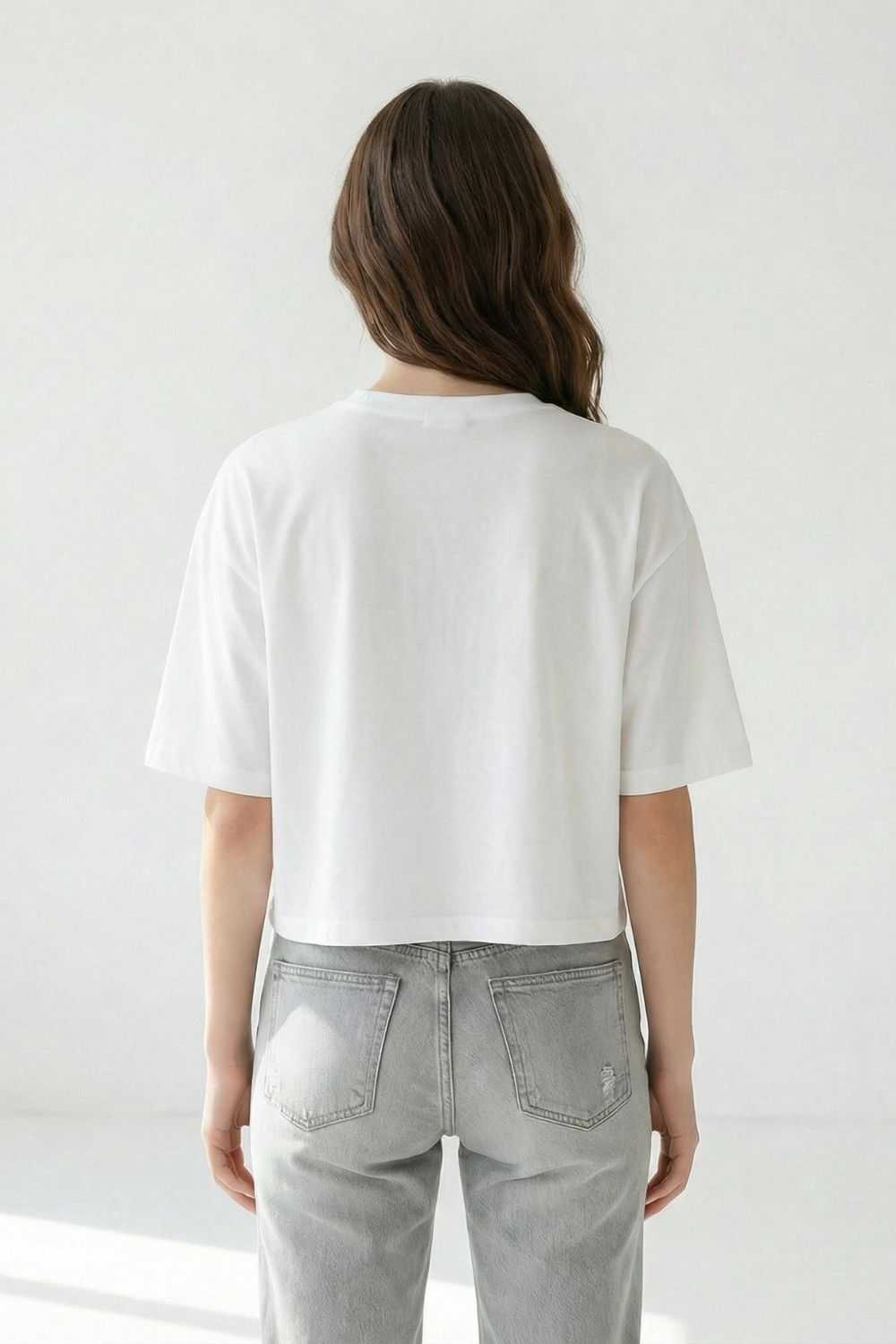 White Crop Top Oversized T-shirt maanver clothing