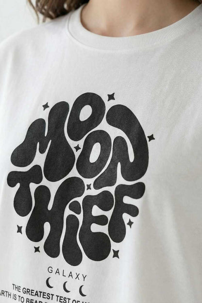 White Crop Top Oversized T-shirt maanver clothing