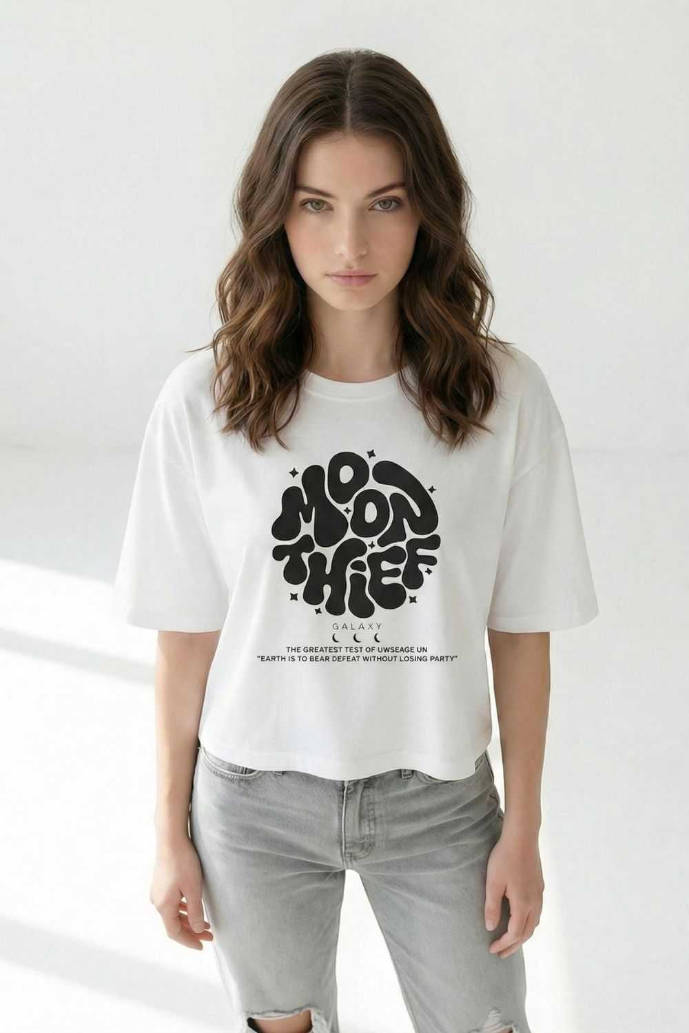 White Crop Top Oversized T-shirt maanver clothing