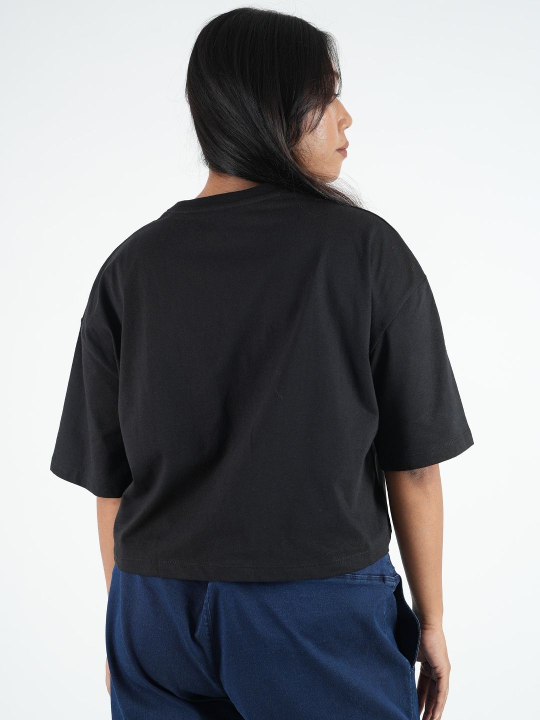 Black Crop Top  Printed Tees maanver clothing