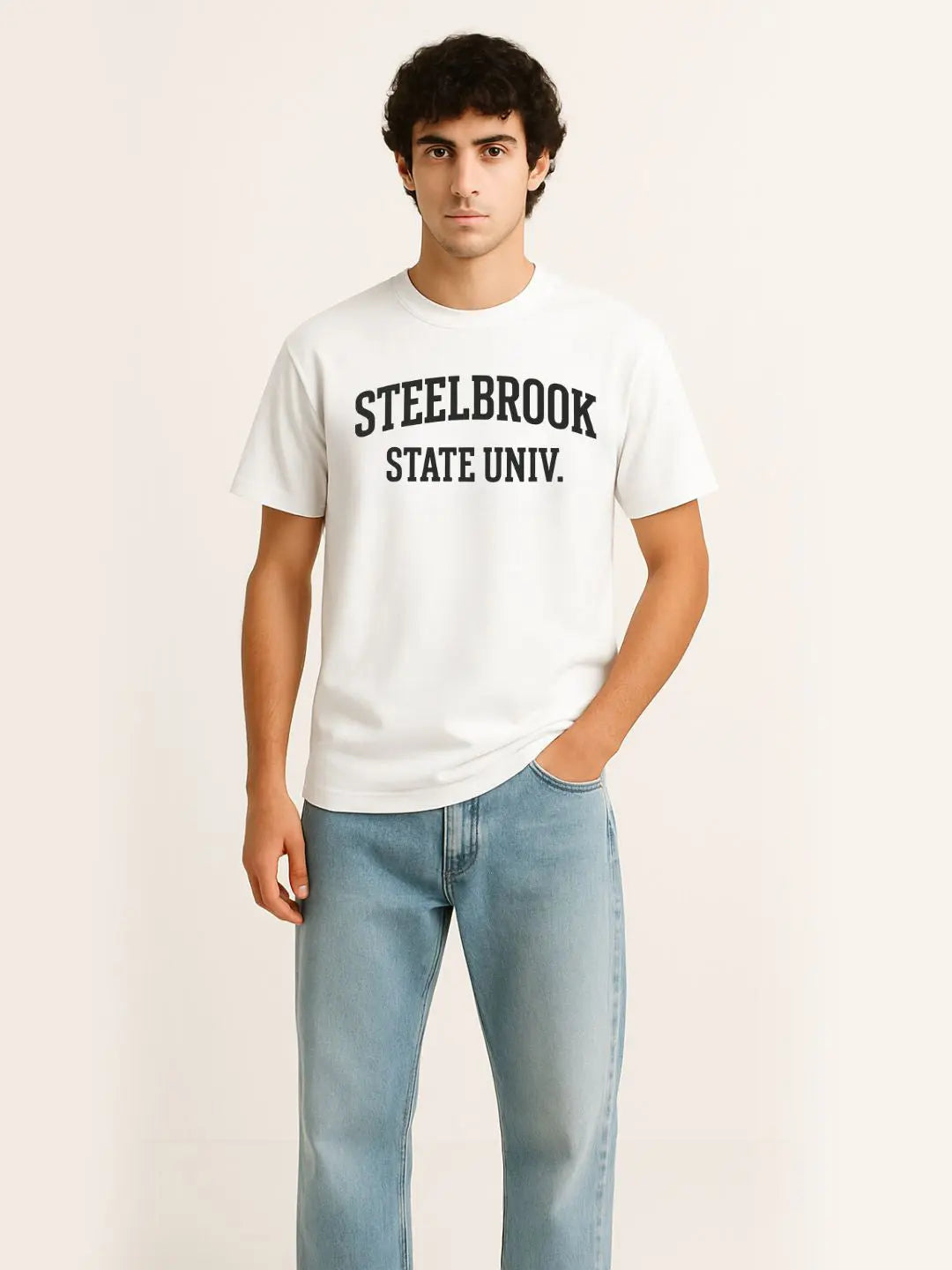 White Oversized Printed T-shirt maanver clothing