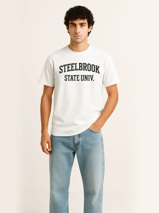 White Oversized Printed T-shirt maanver clothing