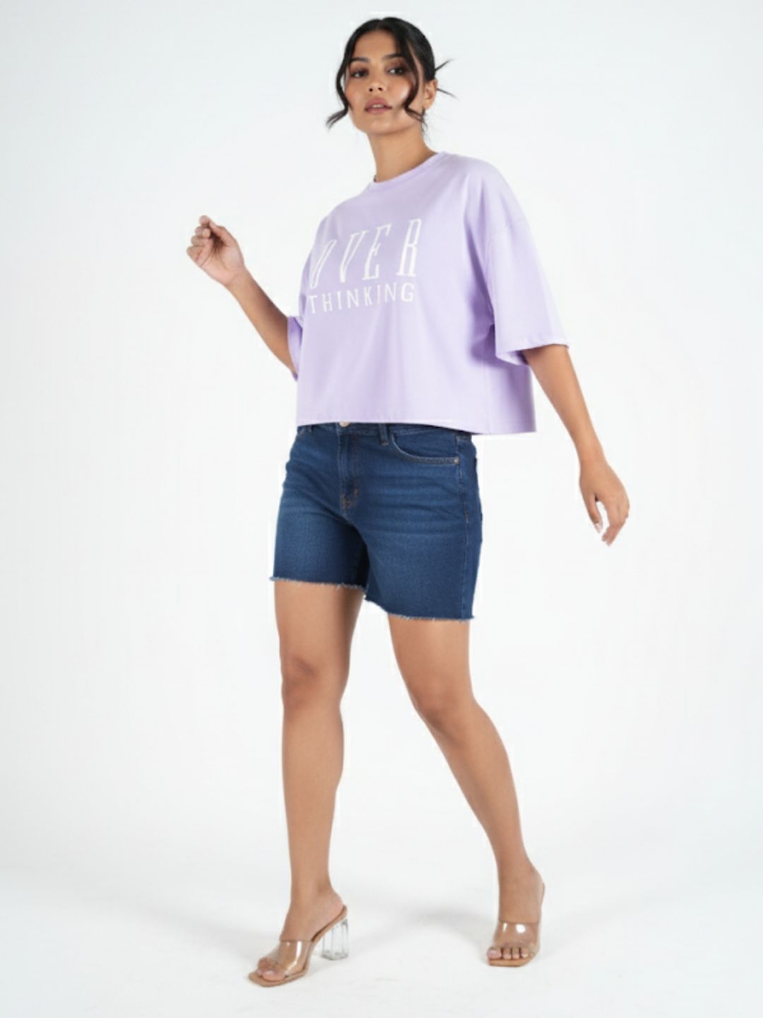 Lavender Crop Top Oversized Tees maanver clothing
