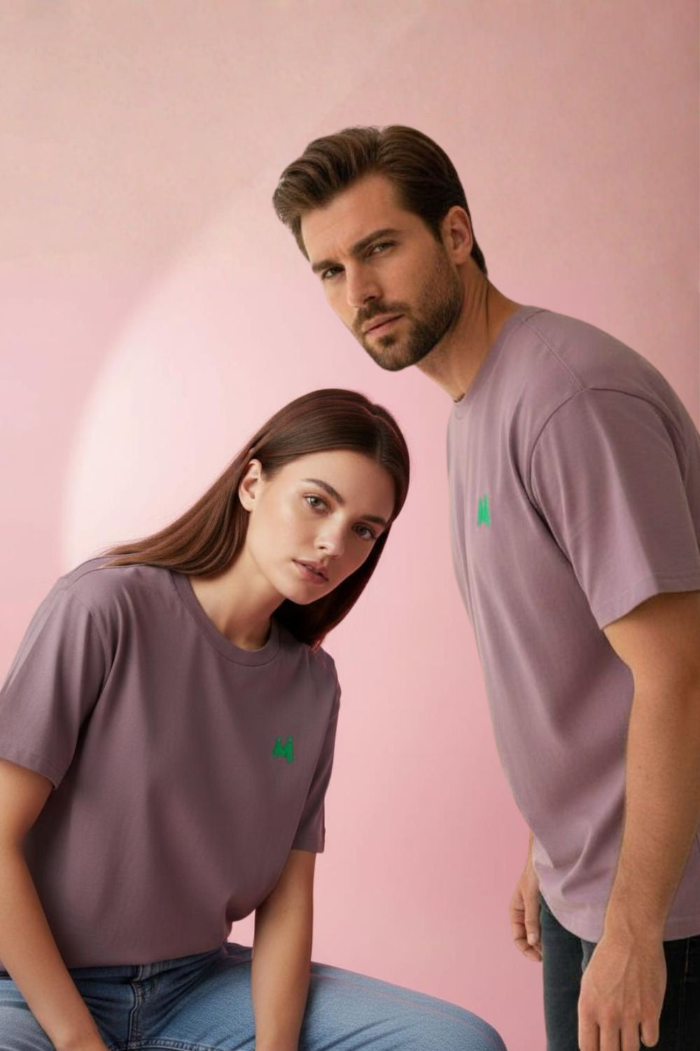 Dusty Rose Crew Neck T-Shirt Maanver.com