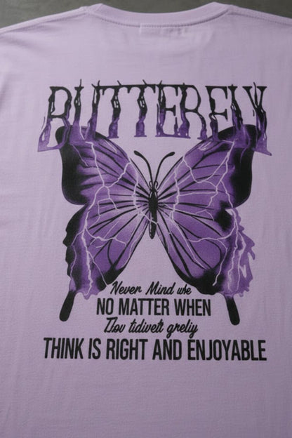 Butterfly Graphic Oversized Tee in Lavender | Streetwear Essentials Maanver.com