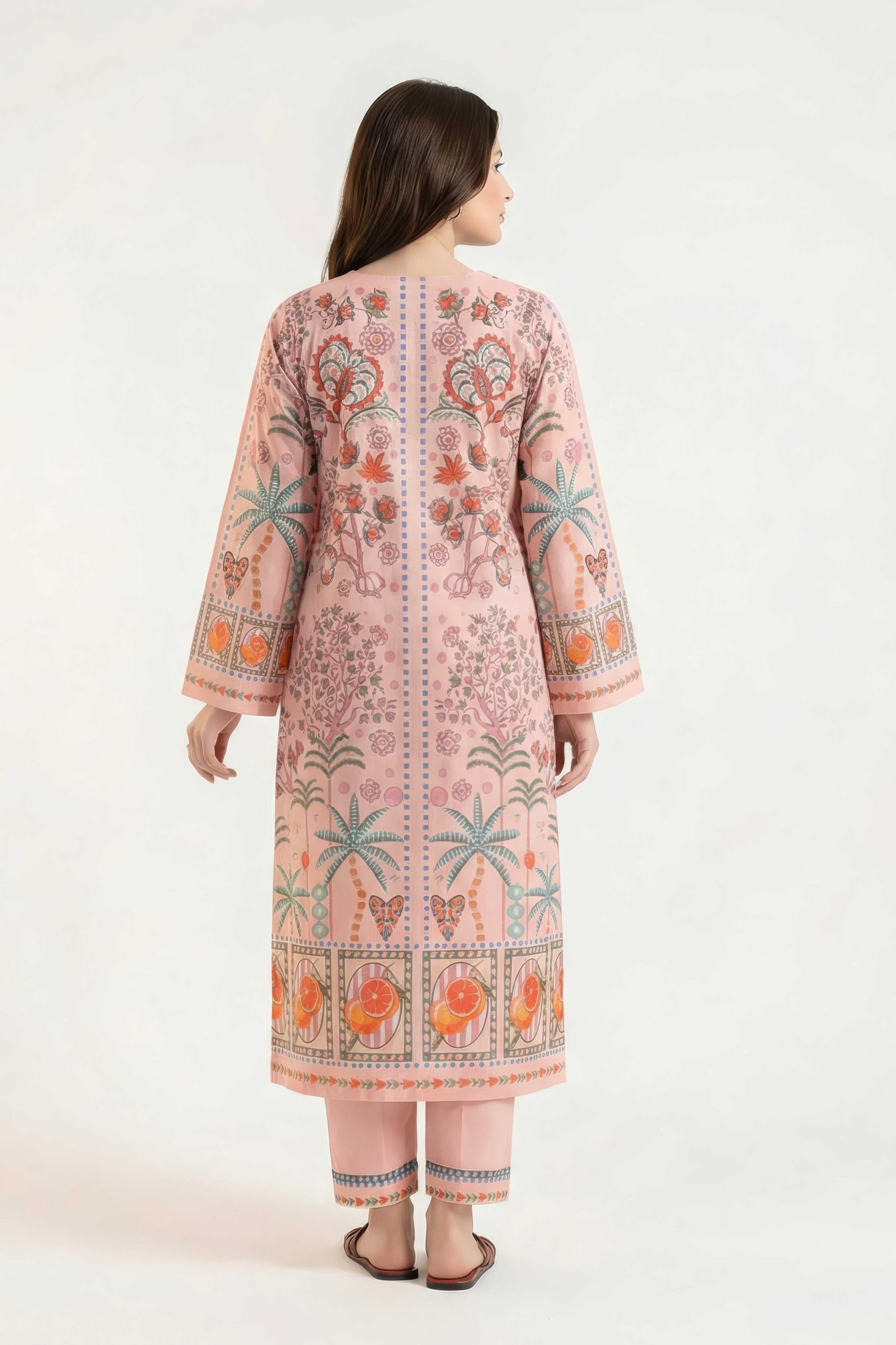 Blush Pink Festive Printed Kurta Set with Straight Pants Maanver.com