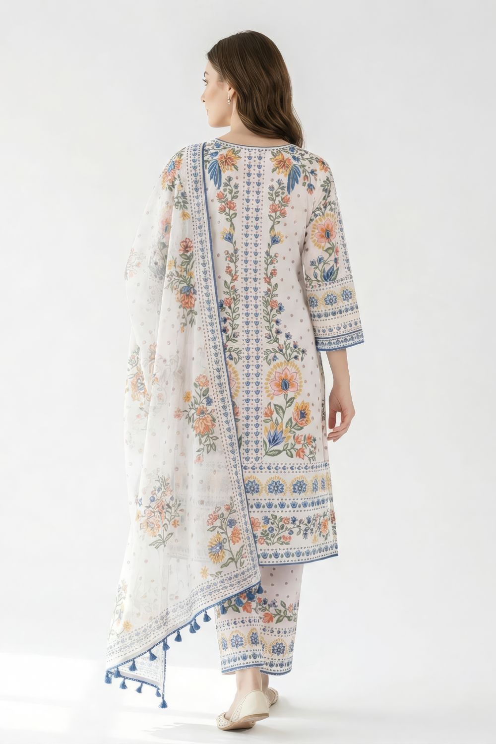 Ivory pastel floral Kurta Set Maanver.com