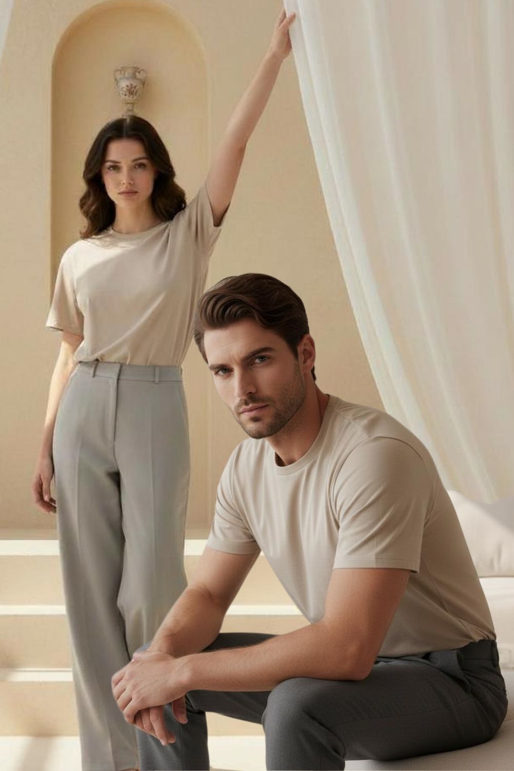 MAANVER Unisex Tee - Solid Sand Color, Classic Crewneck Maanver.com