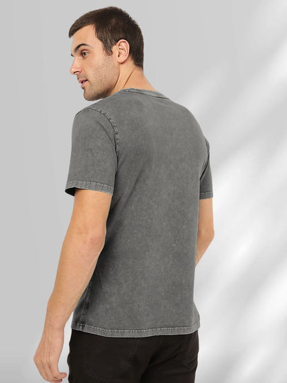 Men’s Vintage Charcoal Washed T-Shirt – Embroidered maanver clothing