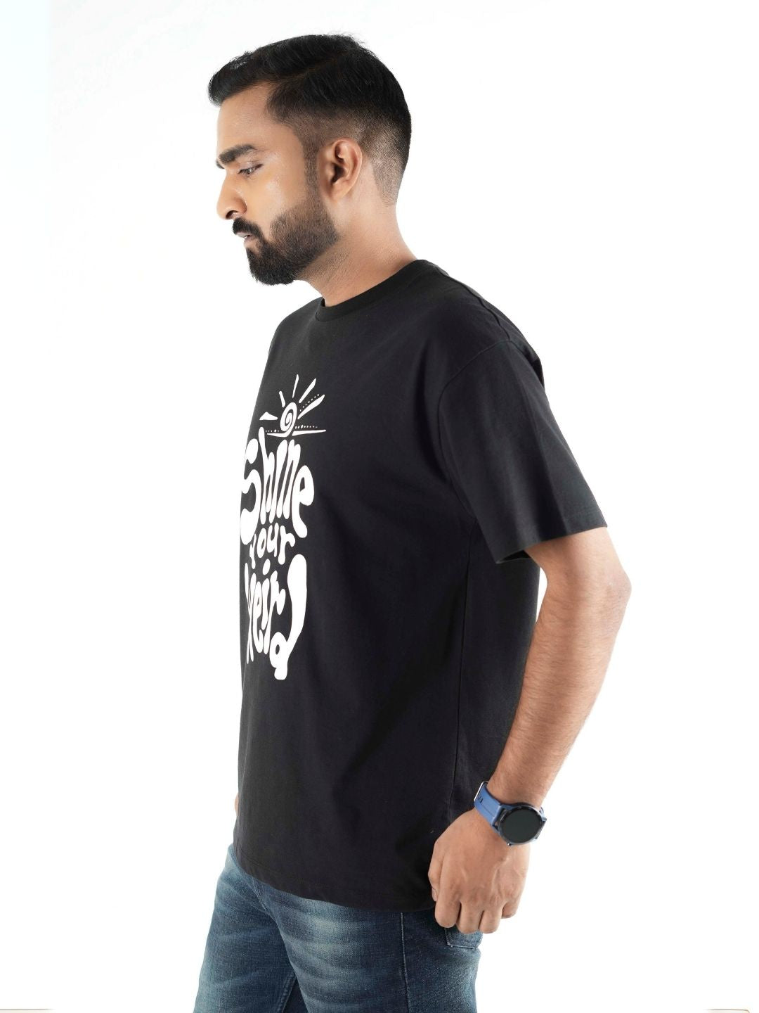 Black Printed Over Sized T-Shirt maanver clothing
