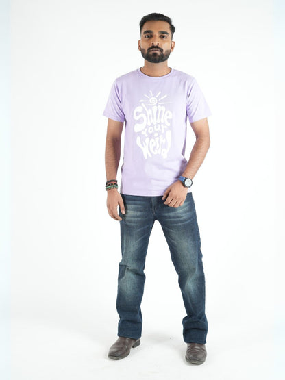 Lavender Printed Over Sized T-Shirt maanver clothing