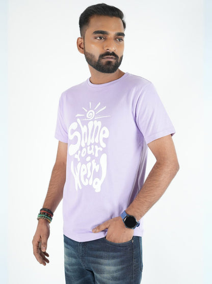 Lavender Printed Over Sized T-Shirt maanver clothing