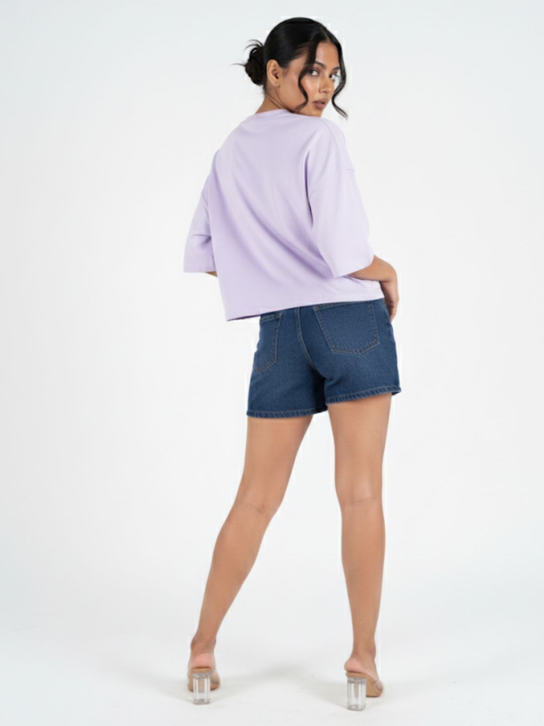 Lavender Crop Top Oversized Tees maanver clothing