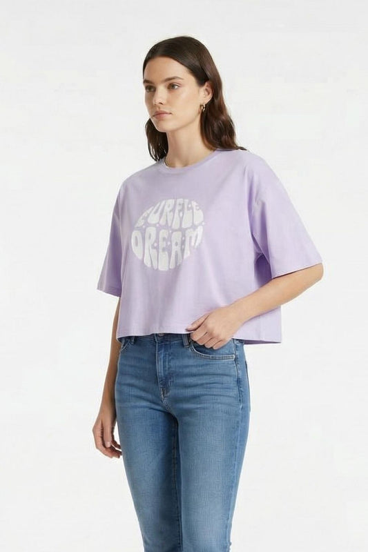 Lavender Crop Top  Printed Tees maanver clothing