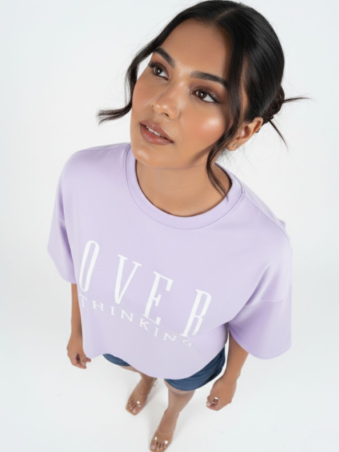 Lavender Crop Top Oversized Tees maanver clothing