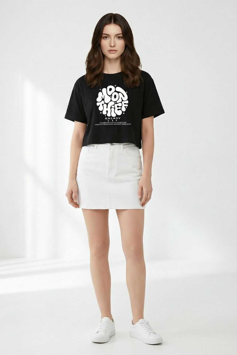 Black Crop Top Oversized T-shirt maanver clothing