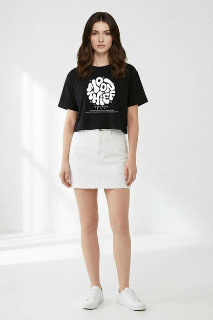 Black Crop Top Oversized T-shirt maanver clothing