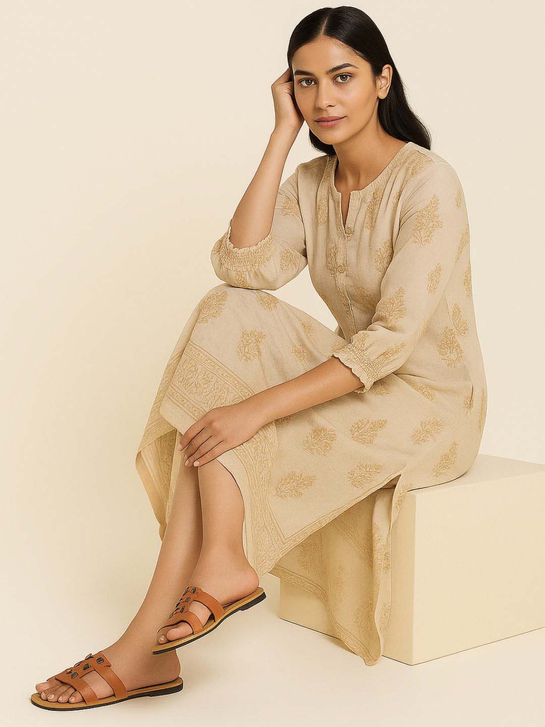 Tan Slip-On Sitva's Sandals