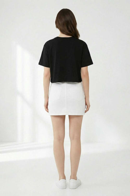 Black Crop Top Oversized T-shirt maanver clothing