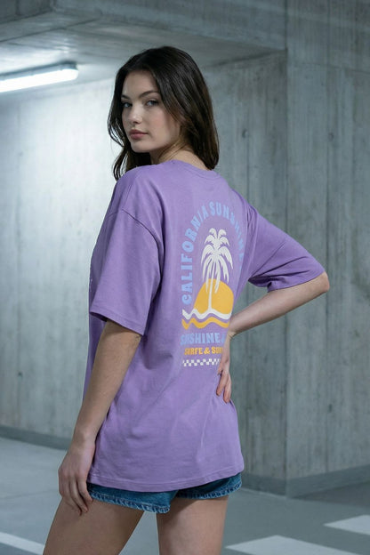 California Sunshine Oversized Purple Streetwear Tee | maanver.com