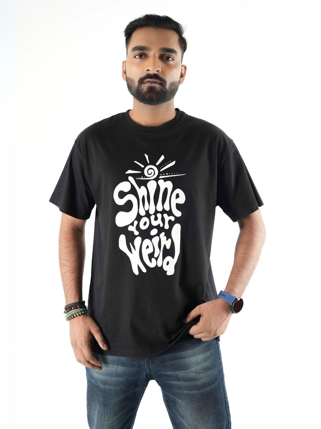Black Printed Over Sized T-Shirt maanver clothing
